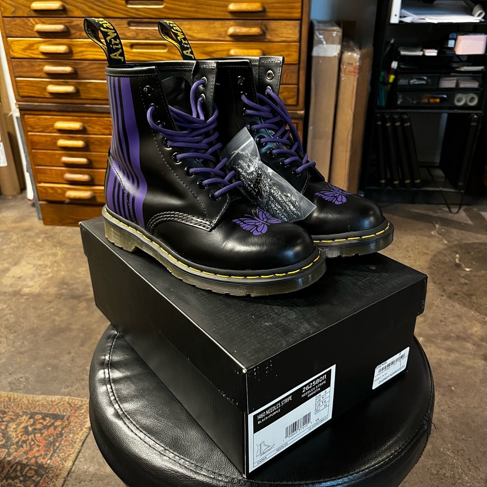 Rare Dr. Martens x Needles 1460 ankle combat boots